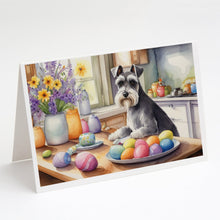 Load image into Gallery viewer, Decorating Easter Schnauzer Greeting Cards - Blank Note Cards – 8-Pack of Artist-Designed Cards with Envelopes