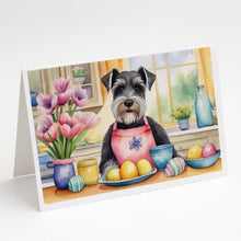 Load image into Gallery viewer, Decorating Easter Schnauzer Greeting Cards - Blank Note Cards – 8-Pack of Artist-Designed Cards with Envelopes