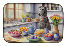 Load image into Gallery viewer, Decorating Easter Scottish Deerhound Dish Drying Mat