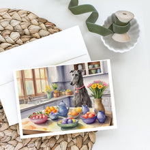 Load image into Gallery viewer, Decorating Easter Scottish Deerhound Greeting Cards - Blank Note Cards – 8-Pack of Artist-Designed Cards with Envelopes