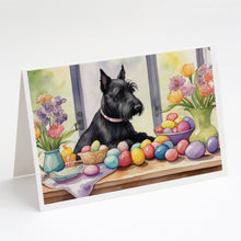 Load image into Gallery viewer, Decorating Easter Scottish Terrier Greeting Cards - Blank Note Cards – 8-Pack of Artist-Designed Cards with Envelopes