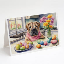 Load image into Gallery viewer, Decorating Easter Shar Pei Greeting Cards - Blank Note Cards – 8-Pack of Artist-Designed Cards with Envelopes