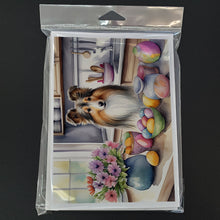 Load image into Gallery viewer, Decorating Easter Sheltie Greeting Cards - Blank Note Cards – 8-Pack of Artist-Designed Cards with Envelopes