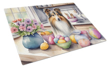 Load image into Gallery viewer, Decorating Easter Sheltie Glass Cutting Boards – Durable, Decorative Kitchen Art
