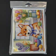 Load image into Gallery viewer, Decorating Easter Shiba Inu Greeting Cards - Blank Note Cards – 8-Pack of Artist-Designed Cards with Envelopes