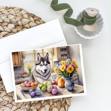 Load image into Gallery viewer, Decorating Easter Siberian Husky Greeting Cards - Blank Note Cards – 8-Pack of Artist-Designed Cards with Envelopes