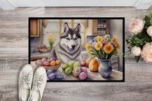 Load image into Gallery viewer, Decorating Easter Siberian Husky Doormat-24x36 Indoor / Outdoor Rug | Made in USA
