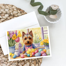 Load image into Gallery viewer, Decorating Easter Silky Terrier Greeting Cards - Blank Note Cards – 8-Pack of Artist-Designed Cards with Envelopes
