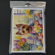 Load image into Gallery viewer, Decorating Easter Silky Terrier Greeting Cards - Blank Note Cards – 8-Pack of Artist-Designed Cards with Envelopes