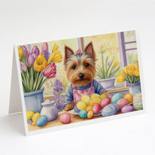Load image into Gallery viewer, Decorating Easter Silky Terrier Greeting Cards - Blank Note Cards – 8-Pack of Artist-Designed Cards with Envelopes