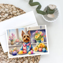 Load image into Gallery viewer, Decorating Easter Silky Terrier Greeting Cards - Blank Note Cards – 8-Pack of Artist-Designed Cards with Envelopes