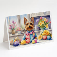 Load image into Gallery viewer, Decorating Easter Silky Terrier Greeting Cards - Blank Note Cards – 8-Pack of Artist-Designed Cards with Envelopes