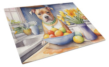 Load image into Gallery viewer, Decorating Easter Staffordshire Bull Terrier Glass Cutting Boards – Durable, Decorative Kitchen Art
