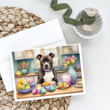 Load image into Gallery viewer, Decorating Easter Staffordshire Bull Terrier Greeting Cards - Blank Note Cards – 8-Pack of Artist-Designed Cards with Envelopes