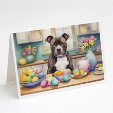 Load image into Gallery viewer, Decorating Easter Staffordshire Bull Terrier Greeting Cards - Blank Note Cards – 8-Pack of Artist-Designed Cards with Envelopes