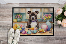 Load image into Gallery viewer, Decorating Easter Staffordshire Bull Terrier Doormat-24x36 Indoor / Outdoor Rug | Made in USA
