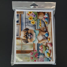 Load image into Gallery viewer, Decorating Easter Tibetan Spaniel Greeting Cards - Blank Note Cards – 8-Pack of Artist-Designed Cards with Envelopes