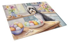 Load image into Gallery viewer, Decorating Easter Tibetan Terrier Glass Cutting Boards – Durable, Decorative Kitchen Art