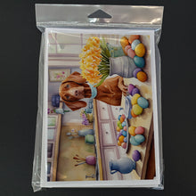 Load image into Gallery viewer, Decorating Easter Vizsla Greeting Cards - Blank Note Cards – 8-Pack of Artist-Designed Cards with Envelopes