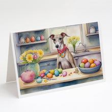 Load image into Gallery viewer, Decorating Easter Whippet Greeting Cards - Blank Note Cards – 8-Pack of Artist-Designed Cards with Envelopes