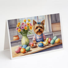 Load image into Gallery viewer, Decorating Easter Yorkshire Terrier Greeting Cards - Blank Note Cards – 8-Pack of Artist-Designed Cards with Envelopes