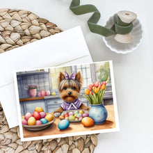 Load image into Gallery viewer, Decorating Easter Yorkshire Terrier Greeting Cards - Blank Note Cards – 8-Pack of Artist-Designed Cards with Envelopes