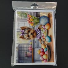 Load image into Gallery viewer, Decorating Easter Yorkshire Terrier Greeting Cards - Blank Note Cards – 8-Pack of Artist-Designed Cards with Envelopes