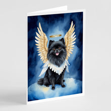 Load image into Gallery viewer, Black Pomeranian My Angel Greeting Cards - Blank Note Cards – 8-Pack of Artist-Designed Cards with Envelopes