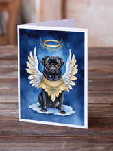 Load image into Gallery viewer, Black Pug My Angel Greeting Cards - Blank Note Cards – 8-Pack of Artist-Designed Cards with Envelopes