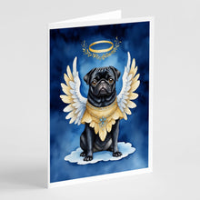 Load image into Gallery viewer, Black Pug My Angel Greeting Cards - Blank Note Cards – 8-Pack of Artist-Designed Cards with Envelopes
