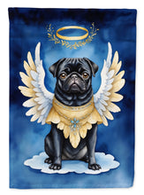 Load image into Gallery viewer, Black Pug My Angel Garden Flag – Memorial or Christmas Dog Angel Decor