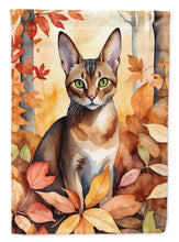 Load image into Gallery viewer, Abyssinian Cat in Fall Leaves House Flag