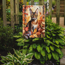 Load image into Gallery viewer, Abyssinian Fall Garden Flag - Cat in Fall Leaves - Cat-Themed Seasonal Yard Decor