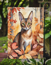 Load image into Gallery viewer, Abyssinian Fall Garden Flag - Cat in Fall Leaves - Cat-Themed Seasonal Yard Decor