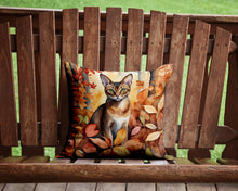Load image into Gallery viewer, Abyssinian Cat in Fall Leaves Throw Pillow - 14x14 Decorative Pillow – Art for Your Home &amp; Patio