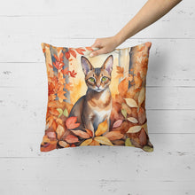 Load image into Gallery viewer, Abyssinian Cat in Fall Leaves Throw Pillow