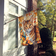 Load image into Gallery viewer, Aegean Cat in Fall Leaves House Flag