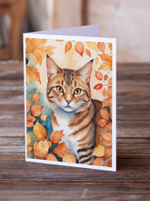 Load image into Gallery viewer, Aegean Cat in Fall Leaves Greeting Cards - Blank Note Cards – 8-Pack of Artist-Designed Cards with Envelopes