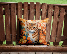 Load image into Gallery viewer, Aegean Cat in Fall Leaves Throw Pillow - 14x14 Decorative Pillow – Art for Your Home &amp; Patio
