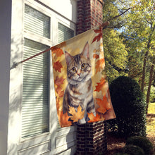 Load image into Gallery viewer, American Bobtail Cat in Fall Leaves House Flag
