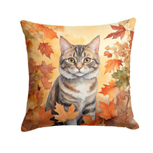 Load image into Gallery viewer, American Bobtail Cat in Fall Leaves Throw Pillow - 14x14 Decorative Pillow – Art for Your Home &amp; Patio