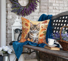 Load image into Gallery viewer, American Bobtail Cat in Fall Leaves Throw Pillow