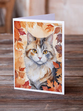 Load image into Gallery viewer, American Curl Cat in Fall Leaves Greeting Cards - Blank Note Cards – 8-Pack of Artist-Designed Cards with Envelopes