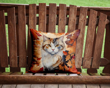 Load image into Gallery viewer, American Curl Cat in Fall Leaves Throw Pillow - 14x14 Decorative Pillow – Art for Your Home &amp; Patio