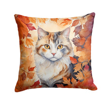 Load image into Gallery viewer, American Curl Cat in Fall Leaves Throw Pillow - 14x14 Decorative Pillow – Art for Your Home &amp; Patio