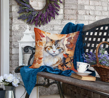 Load image into Gallery viewer, American Curl Cat in Fall Leaves Throw Pillow