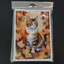 Load image into Gallery viewer, American Polydactyl Cat in Fall Leaves Greeting Cards - Blank Note Cards – 8-Pack of Artist-Designed Cards with Envelopes