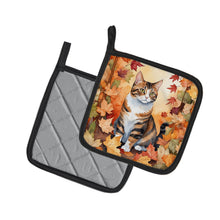 Load image into Gallery viewer, American Polydactyl Cat in Fall Leaves Pot Holders - Set of 2 Decorative Kitchen Helpers | Made in the USA