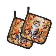 Load image into Gallery viewer, American Polydactyl Cat in Fall Leaves Pot Holders - Set of 2 Decorative Kitchen Helpers | Made in the USA