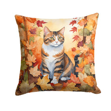 Load image into Gallery viewer, American Polydactyl Cat in Fall Leaves Throw Pillow - 14x14 Decorative Pillow – Art for Your Home &amp; Patio
